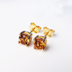 Silver925 K18 coating pierced earrings with Citrine 第9張的照片