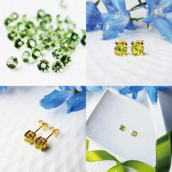 Silver925 K18 corating pierced earrings with Peridot 第4張的照片