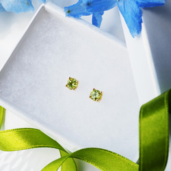 Silver925 K18 corating pierced earrings with Peridot 第9張的照片