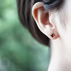 莫三比克圓形切割5毫米石榴石爪鑲耳環 - Joelle 第3張的照片