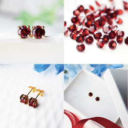 莫三比克圓形切割5毫米石榴石爪鑲耳環 - Joelle 第4張的照片