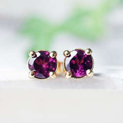 Silver925 K18 coating pierced earrings with Garnet 第2張的照片