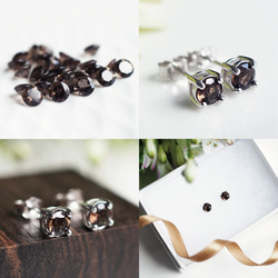 Silver925 pierced earrings with Smokey quartz. 第4張的照片