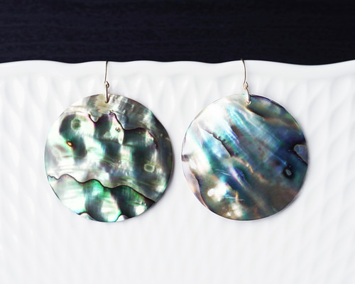 14KGFアバロンシェルのコインピアス ～Muse ピアス（フック・チェーン