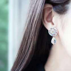 14KGF pierced earring with quartz and shell. 第3張的照片