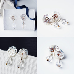 14KGF pierced earring with quartz and shell. 第4張的照片