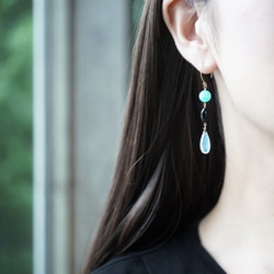 OUTLET☆14KGF pierced earring with moonstone. 第3張的照片