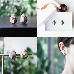 14KGF pierced earring with copper calcite. 第4張的照片