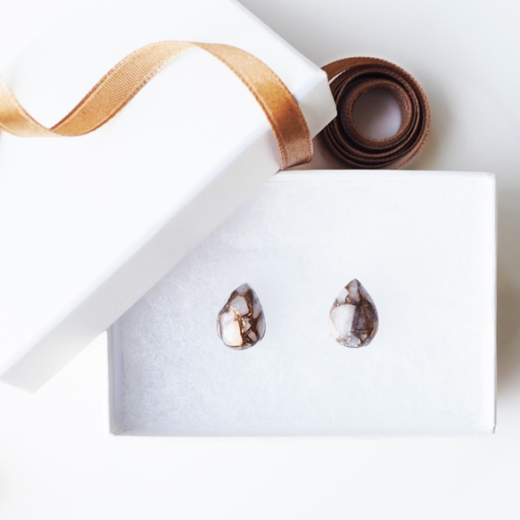 14KGF pierced earring with copper calcite. 第8張的照片