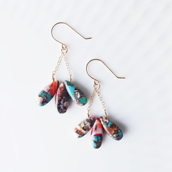 K18 pierced earring with oyster copper turquoise. 第1張的照片