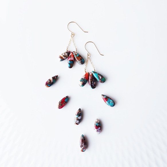 K18 pierced earring with oyster copper turquoise. 第2張的照片