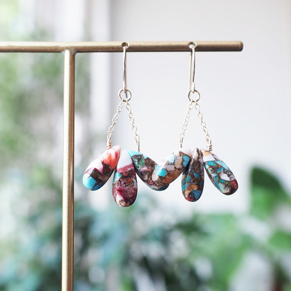 K18 pierced earring with oyster copper turquoise. 第9張的照片