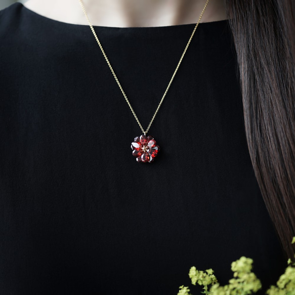 14KGF 45cm Nacklace with Garnet ~Dahlia 第10張的照片