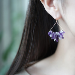 K18 Pierced earring with Amethyst / Thorough wort 第3張的照片