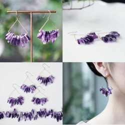 K18 Pierced earring with Amethyst / Thorough wort 第4張的照片