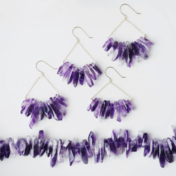 K18 Pierced earring with Amethyst / Thorough wort 第7張的照片