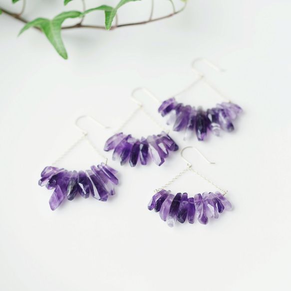 K18 Pierced earring with Amethyst / Thorough wort 第9張的照片