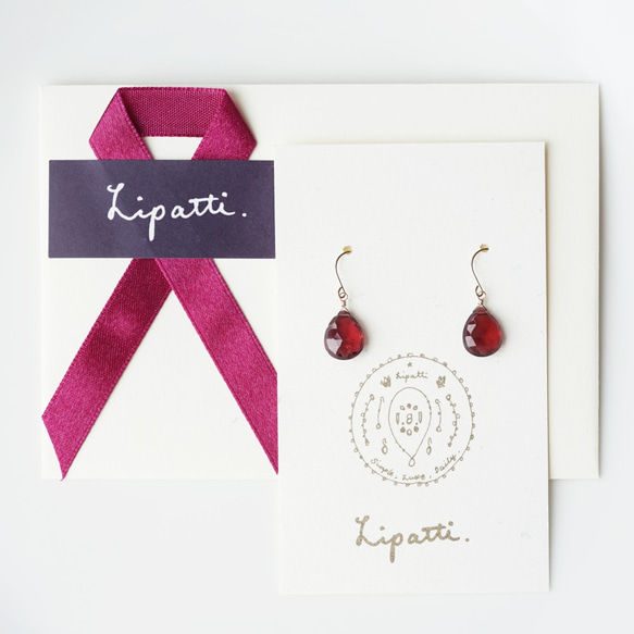 K18 pierced earring with Garnet 第10張的照片