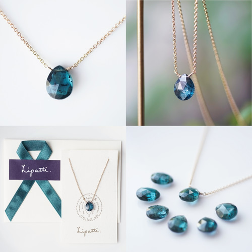☆訳あり☆ブルーグリーンカイヤナイトのペアシェイプカットネックレス
