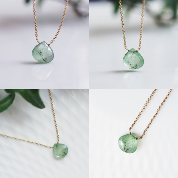 14KGF 40cm Necklace with Green Kyanite 第4張的照片