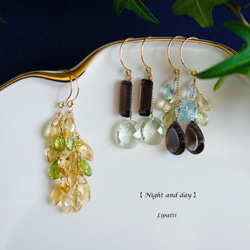 OUTLET☆14KGF pierced earring with Smokey quartz. 第5張的照片