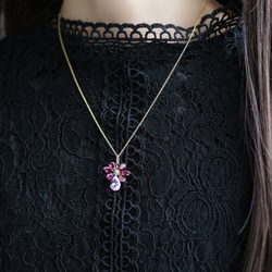 14KGF 45cm Necklace with Amethyst and Rhodolite garnet 第9張的照片