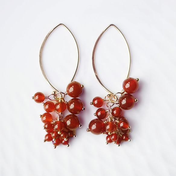 Silver925 pierced earring with Red agate 第6張的照片