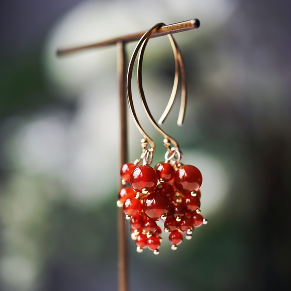 Silver925 pierced earring with Red agate 第8張的照片