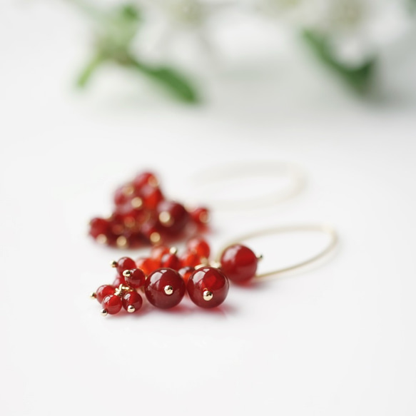 Silver925 pierced earring with Red agate 第9張的照片