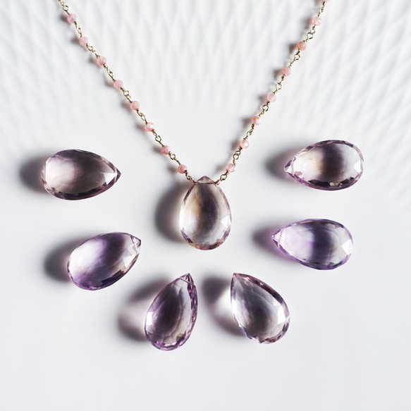 14KGF 5４cm Ametrine and inca rose necklace 第2張的照片