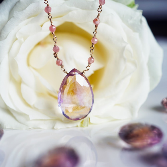 14KGF 5４cm Ametrine and inca rose necklace 第6張的照片