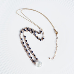 14KGF 60cm Rainbow moonstone and Sapphire necklace 第8張的照片