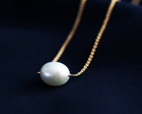 ぽってり☆まゆ玉真珠のシンプル45cmネックレス ～Gabriela ネックレス  