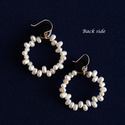 K18 pierced earrings with Pearl(fresh water) and quartz 第8張的照片