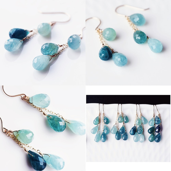 K18 pierced earrings with Grandidierite 第4張的照片