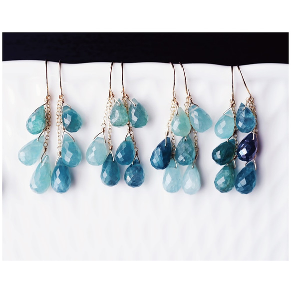 K18 pierced earrings with Grandidierite 第9張的照片