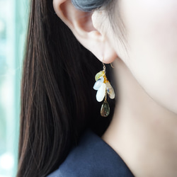 K18 pierced earring with Andalusite and Agate 第3張的照片