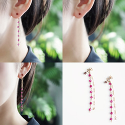 14KGF pierced earrings with Garnet 第5張的照片