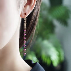 14KGF pierced earrings with Garnet 第8張的照片