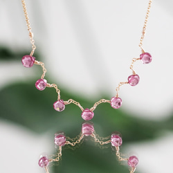 14KGF 46cm necklace with purple pink garnet 第2張的照片