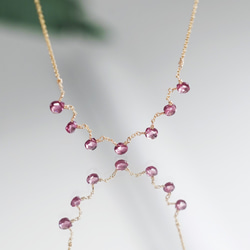 14KGF 46cm necklace with purple pink garnet 第1張的照片