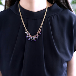 14KGF 46cm necklace with purple pink garnet 第6張的照片