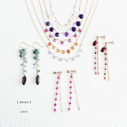 14KGF 46cm necklace with purple pink garnet 第10張的照片