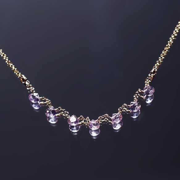 14KGF 47cm necklace with pink amethyst 第2張的照片