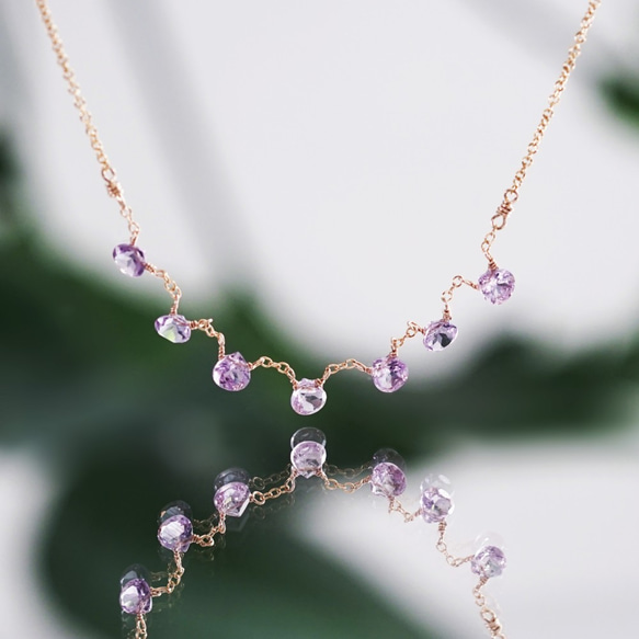 14KGF 47cm necklace with pink amethyst 第1張的照片