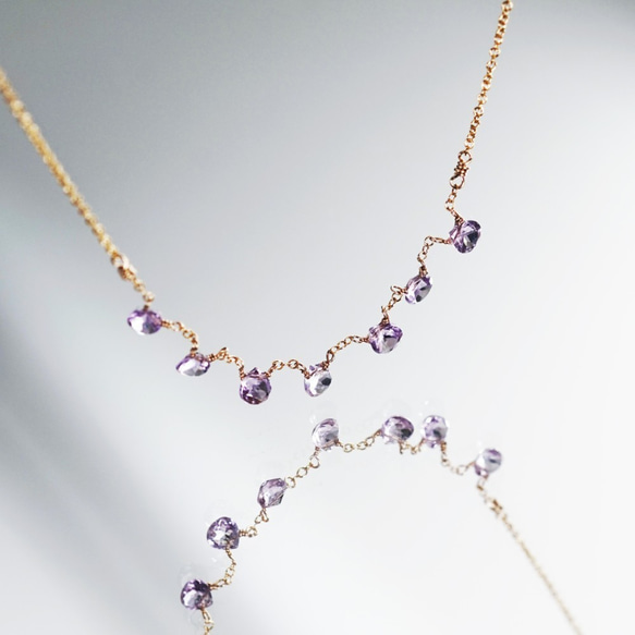 14KGF 47cm necklace with pink amethyst 第6張的照片