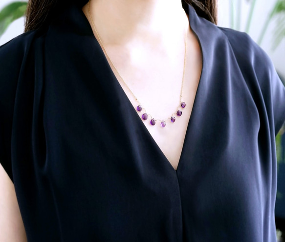 14KGF 48cm necklace with amethyst 第2張的照片