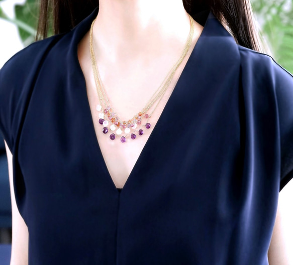 14KGF 48cm necklace with amethyst 第9張的照片