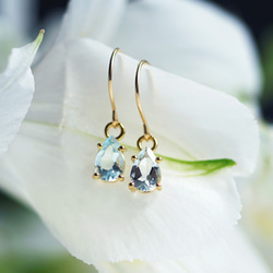 K10/K18 Pierced earring with Aquamarine 第1張的照片