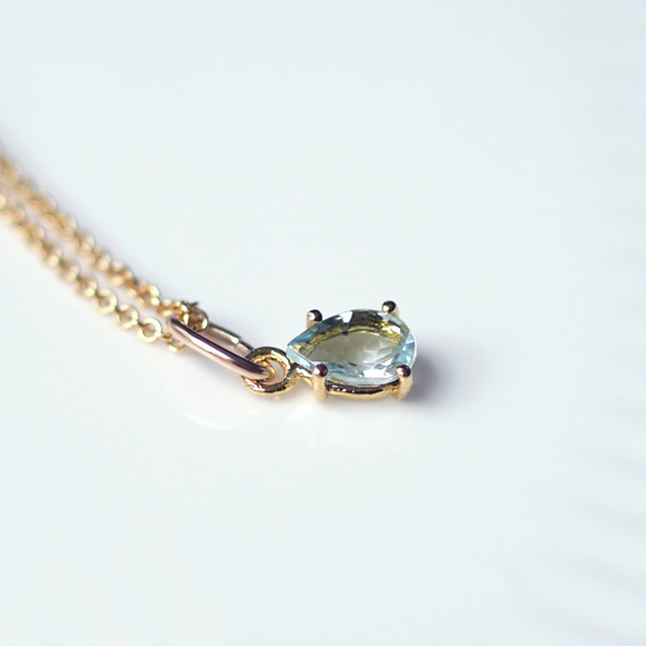 14KGF 40cm Necklace with Aquamarine 第6張的照片